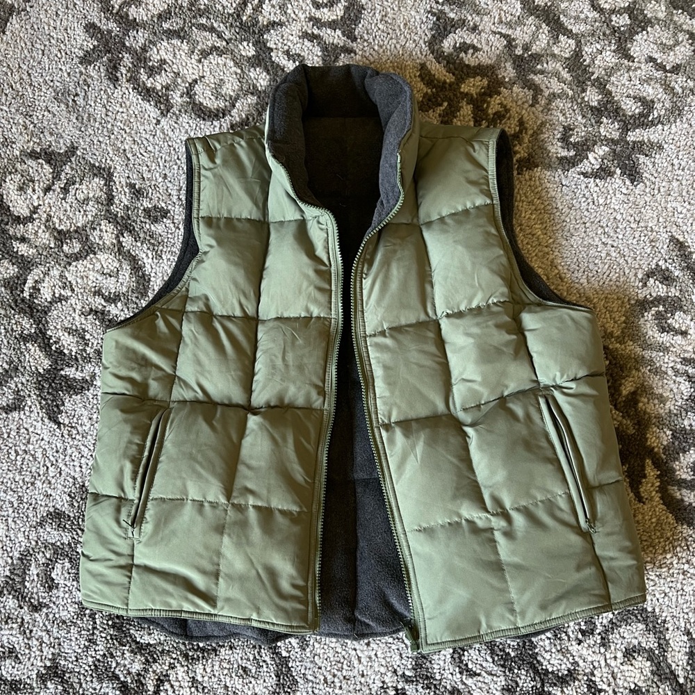 Grey and Olive Green Reversible Vest Size Medium
